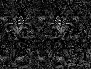 Seamless pattern Royal vintage Victorian Gothic background Rococo venzel and whorl  - obrazy, fototapety, plakaty