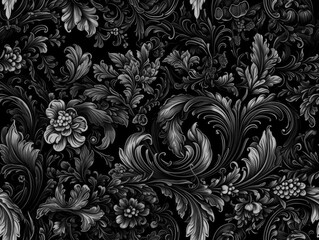 Seamless pattern Royal vintage Victorian Gothic background Rococo venzel and whorl created with Generative AI technology.