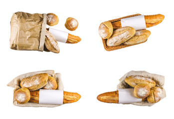 Freshly baked. Different kinds of fresh bread. Fresh fragrant bread Isolated on PNG transparent background. Collection of baked bread
