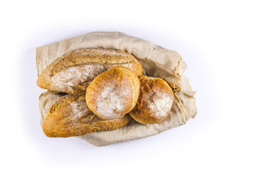 Freshly baked. Different kinds of fresh bread. Fresh fragrant bread on white background. Collection of baked bread