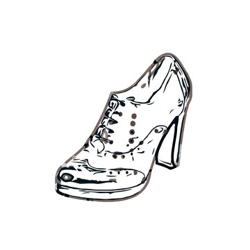 color sketch of women's shoes with transparent background