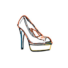 color sketch of women's shoes with transparent background