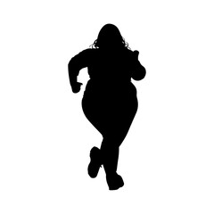 Vector illustration. Fat woman silhouette. Sports. Slimming.