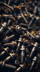 Nuts, bolts, screws background. Workshop. Mechanic. Generative AI
