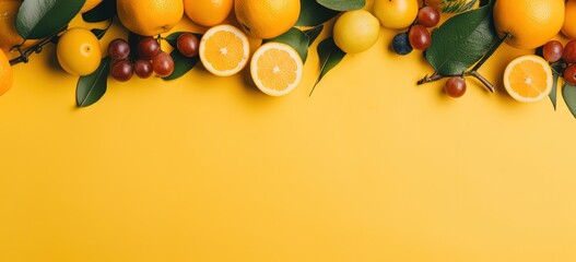 top view of yellow lemon abstract background, Generative Ai