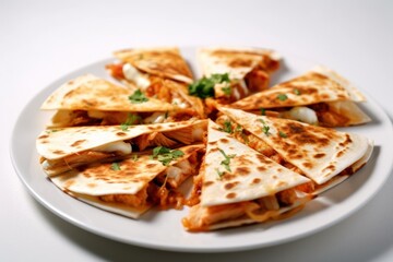 Generative AI Quesadilla chicken mexico in plate mexican food top view Food Photography