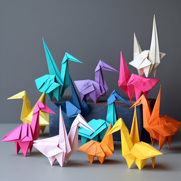 Generative AI, illustrations, origami style