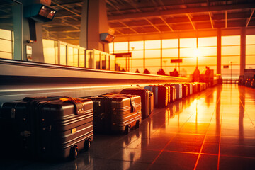 Luggage on a conveyor belt at the airport
