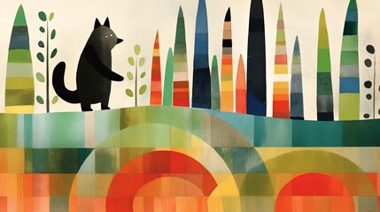 Obraz na płótnie Canvas illustration of fractal art a bear in forest, Generative Ai