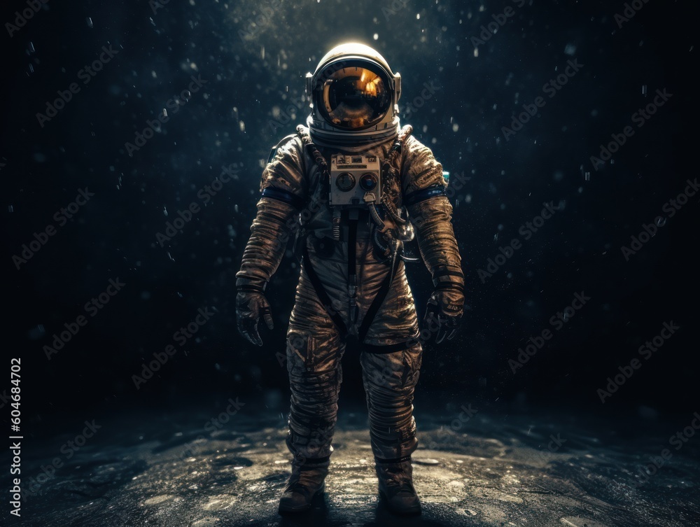 Wall mural astronaut in spacesuit against the background of the night sky created with generative ai technology