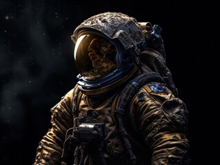 Astronaut in spacesuit against the background of the night sky Created with Generative AI technology