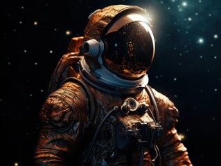 Fototapeta premium Astronaut in spacesuit against the background of the night sky Created with Generative AI technology