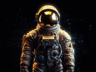 Fototapeta premium Astronaut in spacesuit against the background of the night sky Created with Generative AI technology