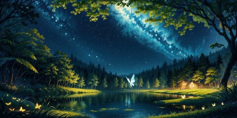 Obraz na płótnie Canvas Enchanted Forest at Night