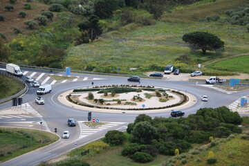 Aerial view of a roundabout, Italy