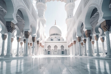 Fictional Islamic Mosque in a milk white colur tone