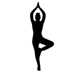 Fototapeta premium Silhouette Of Woman Doing Yoga Poses