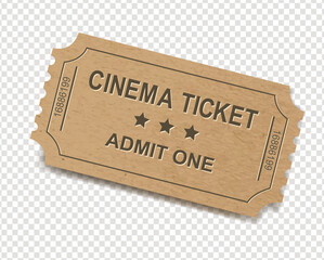 Vintage Color Ticket Isolated White Background