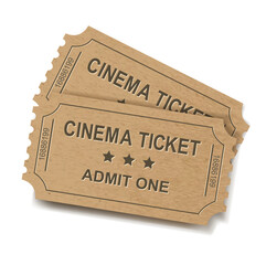 Vintage Ticket And Isolated White Background