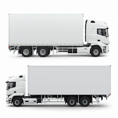 Fototapeta na wymiar Ai generated illustration of cargo delivery truck against white background