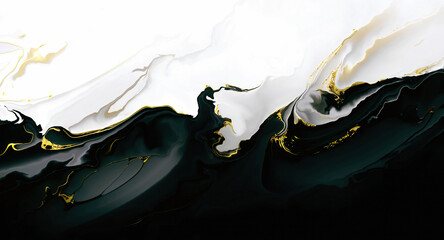 abstraction gold elements in the movement of paint on a light background
