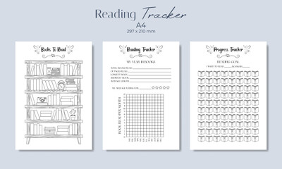 Book reading tracker, vector illustration