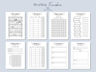 Book reading tracker, vector illustration
