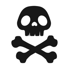 Skull and bones, danger sign, vector illustration