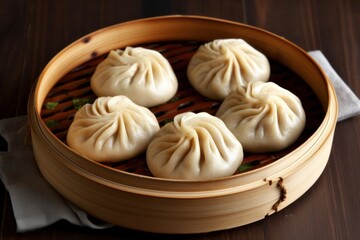 Generative AI Xiaolongbaoare a kind of baozi Chinese steamed bun Food Photography