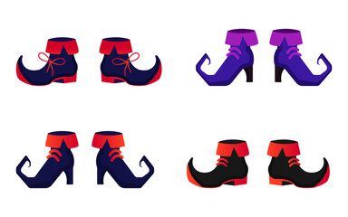 Witch shoes set, vector illustration