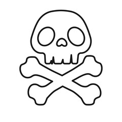 Skull and bones, danger sign, vector illustration