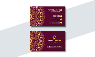 Luxury and futuristic business card template with gradient background. Modern and creative visiting card presentation with company logo. Vector illustration 