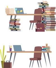 Fototapeta premium Office workplace organize. Organized and office workplace organize desk, work table management, working planning