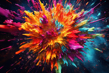 Ilustration of a dynamic and explosive splash of vibrant paint. Ai generated