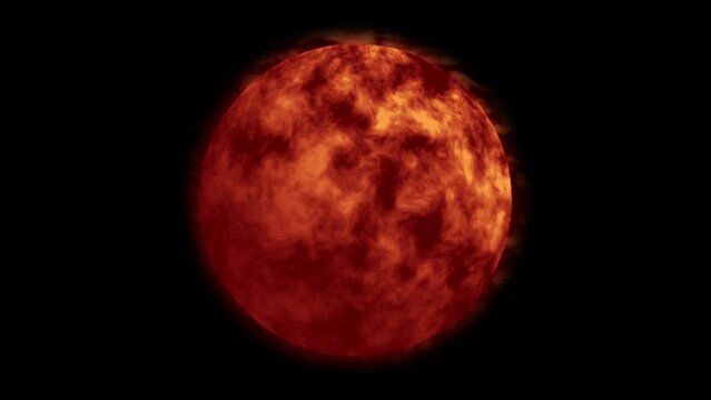 3D Sun Solar. Realistic Red Planet Sun surface with solar flares. Futuristic And Technology Concept. 60 fps 3D animation.