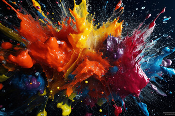 Ilustration of a dynamic and explosive splash of vibrant paint. Ai generated