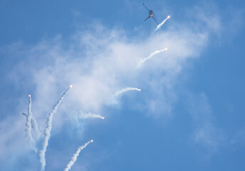 Jet Fighter airshow with flare 