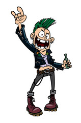 Punk cartoon character man boy funny stock illustration fire transparent background isolate png