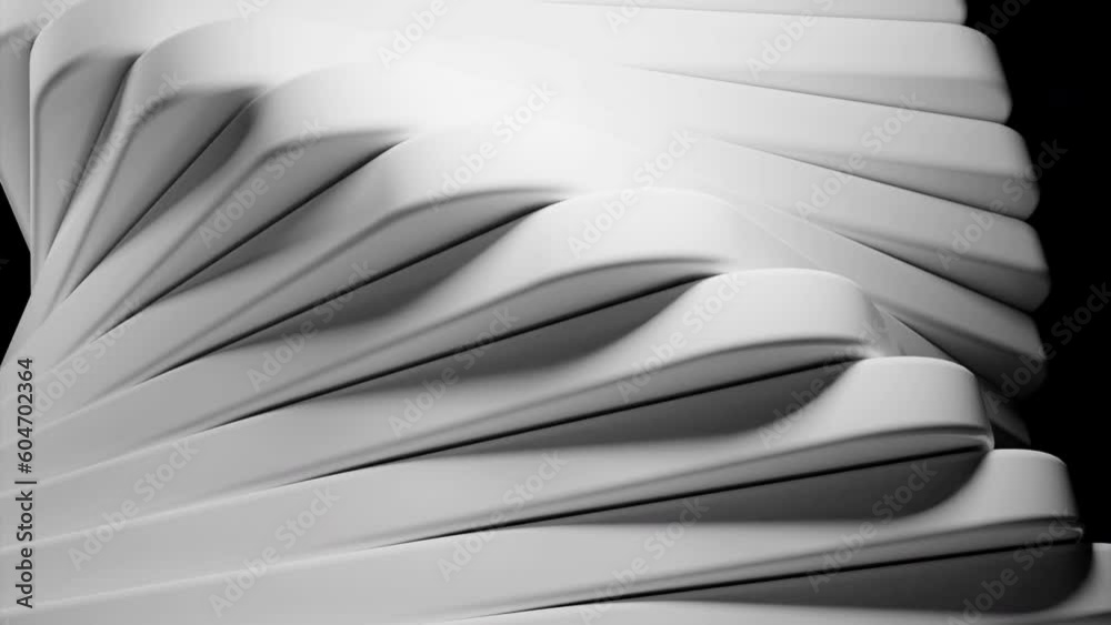 Poster rotating 3d spiral of geometric lines. design. 3d rotating spiral column with lines. 3d spiral struc