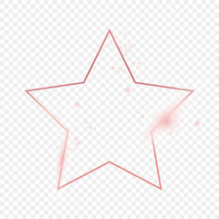 Rose gold glowing star shape frame