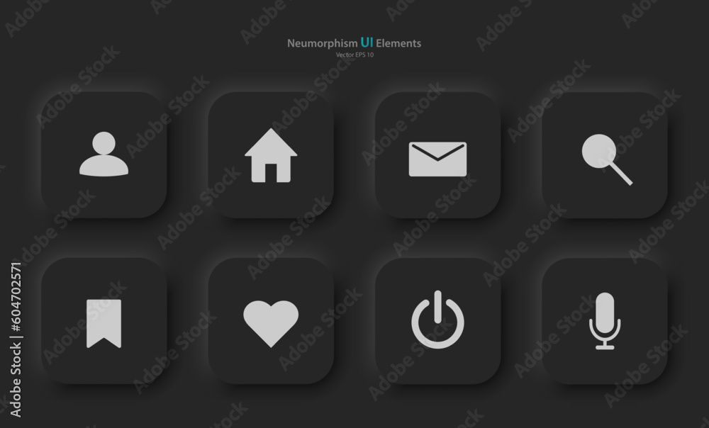 Poster buttons for mobile devices in the style of neumorphism, ui, ux. a set of user interface elements for