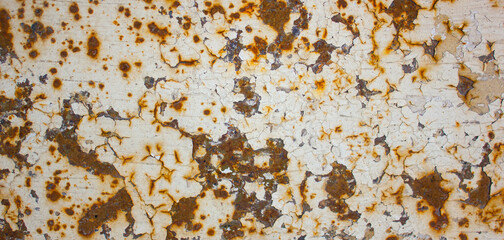 Rust on metal. Authentic metal corrosion. Damaged metal by rust close-up.