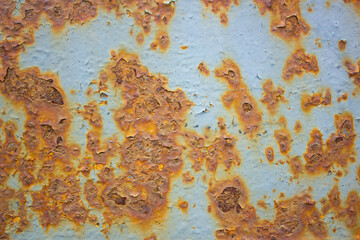 Rust on metal. Authentic metal corrosion. Damaged metal by rust close-up.