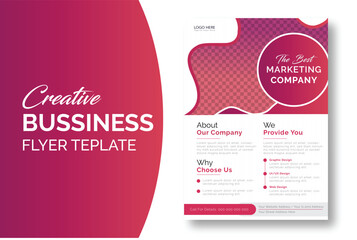 Free vector digital marketing agency flyer template design without image. Modern and elegant vertical (A4) flyer design.