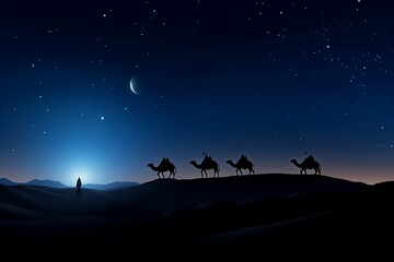 Fototapeta na wymiar Camels silhuette