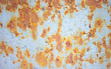 Rust on metal. Authentic metal corrosion. Damaged metal by rust close-up.