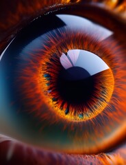 Human red eye super closeup, Generative AI