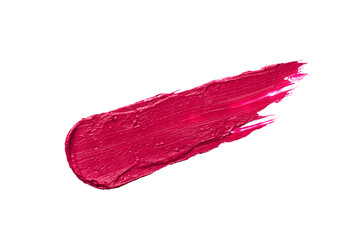 Pink lipstick swatch isolated on white background. Brush stroke of lipstick or wet eye shadow for design. - obrazy, fototapety, plakaty