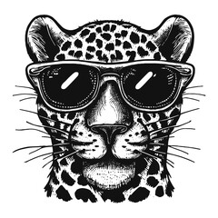 cool leopard wearing sunglasses vector sketch © Satoru Sketches