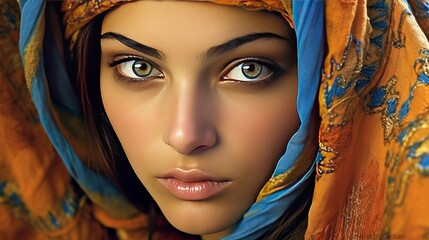Naklejka premium Beautiful Moroccan woman. Generative AI